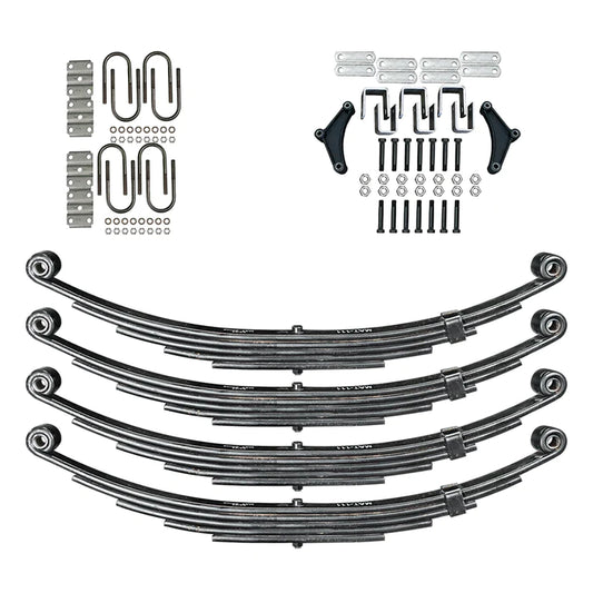 Suspension Kit Trailer 5 Leaf Double Eye Spring Suspension and Tandem Axle Hanger Kit for 3" Tubes - 6000 Pound Axles