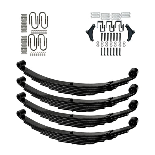 Suspension Kit Trailer 6 Leaf Double Eye Spring Suspension and Tandem Axle Hanger Kit for 3" Tubes - 7000 Pound Axles