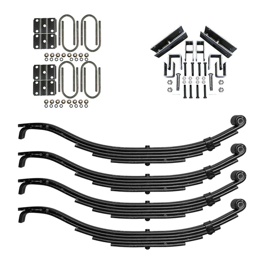 Suspension Kit Trailer 5 Leaf Slipper Spring Suspension and Tandem Axle Hanger Kit for 3" Tubes - 7000 Pound Axles