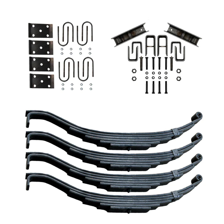 Suspension Kit Trailer 6 Leaf Slipper Spring Suspension and Tandem Axle Hanger Kit for 3.5