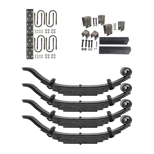 Suspension Kit Trailer 7 Leaf Slipper Spring Suspension and Tandem Axle Hanger Kit for 5" Tubes - 15,000 - 16,000 lb Axles