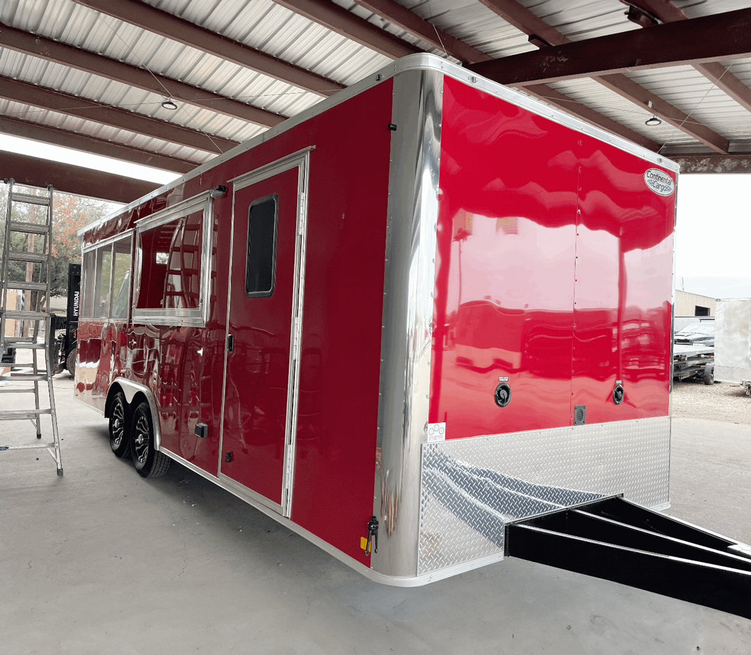 8.5X22 CONTINENTAL CARGO BBQ CONCESSION TRAILER W/ PORCH