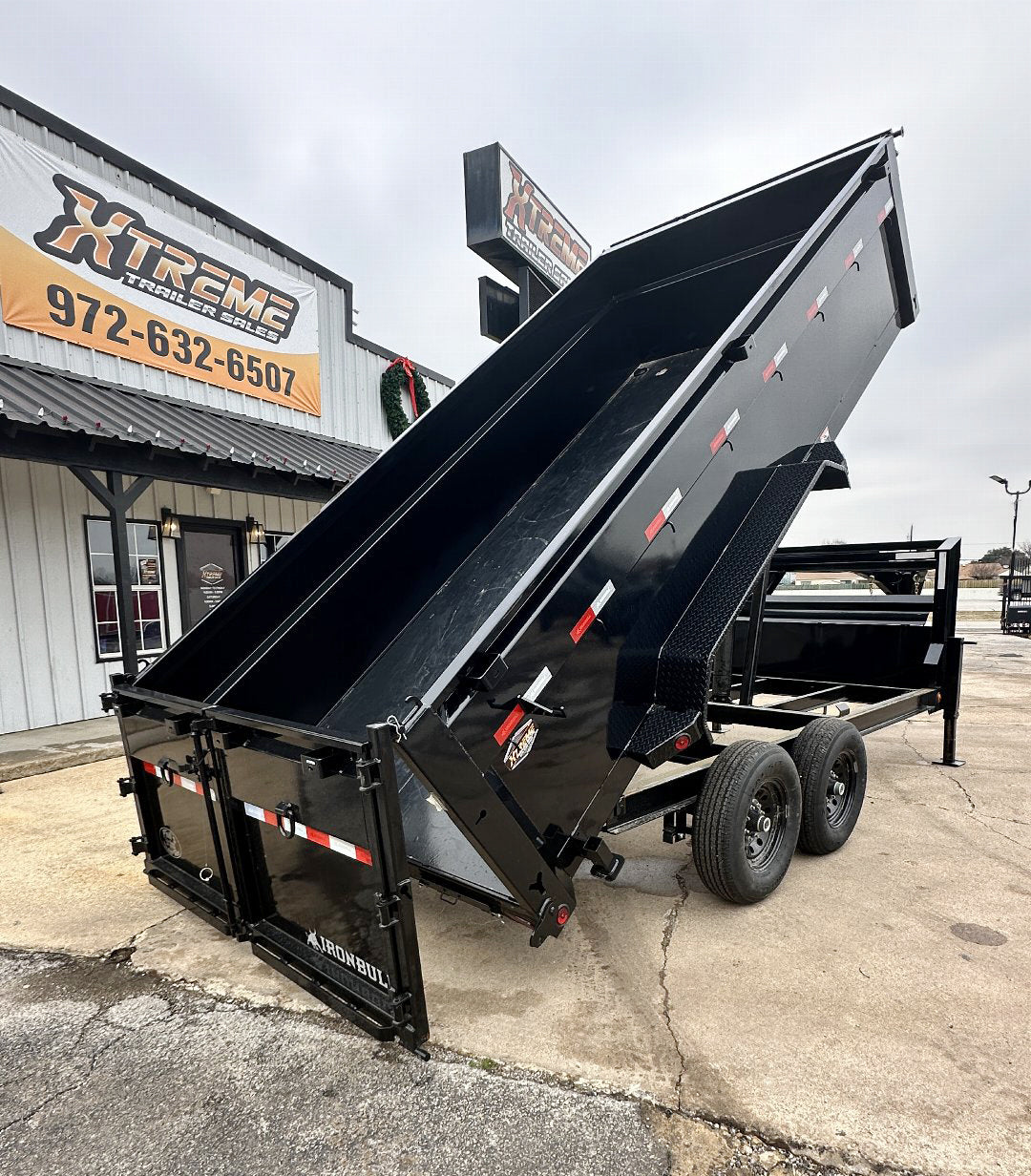 83X16 IRONBULL GOOSENECK DUMP TRAILER 3 FT. WALLS