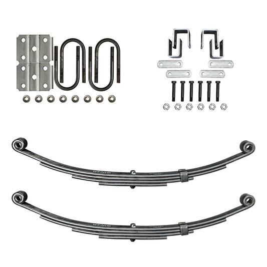 Suspension Kit Trailer 4 Leaf Double Eye Spring Suspension and Single Axle Hanger Kit for 2 3/8" Tube - 3500 Pound Axle