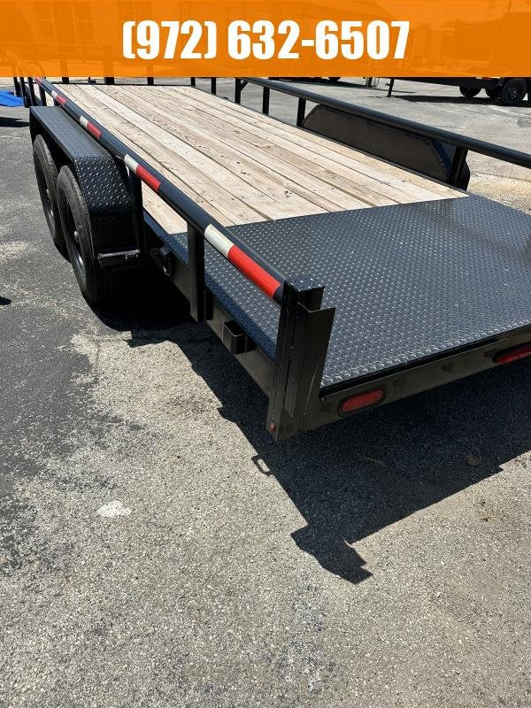 83X20 STANLEY UTILITY TRAILER SLIDE IN RAMPS 14K ROUND PIPE