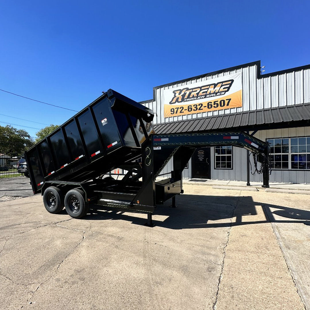 83X12 GOOSENECK DUMP TRAILER 4FT. WALLS