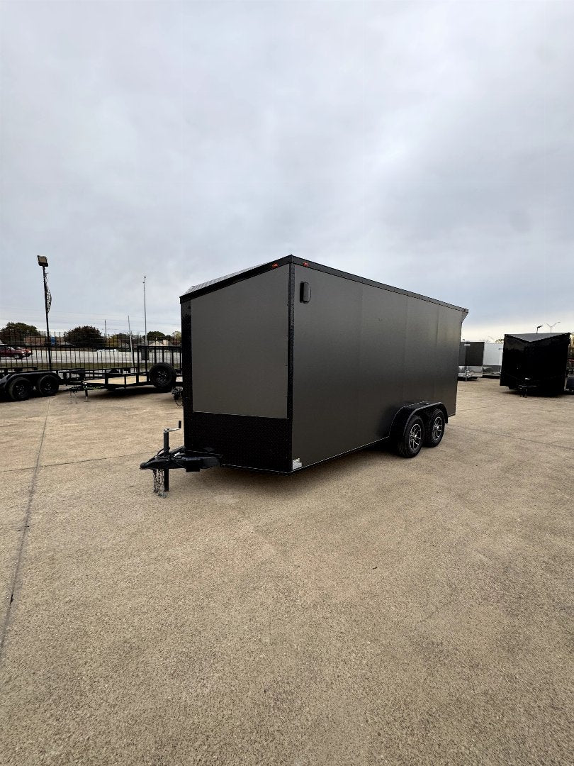 2024 7X16 Charcoal Tandem Cargo / Enclosed Trailer