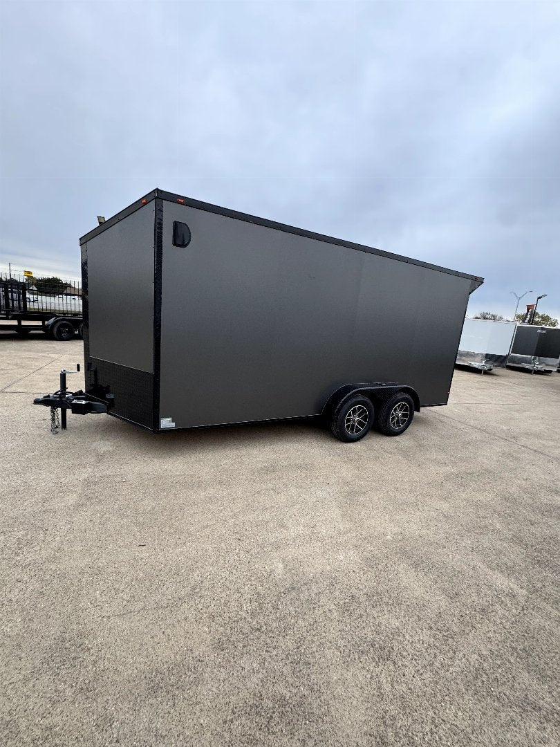 2024 7X16 Charcoal Tandem Cargo / Enclosed Trailer